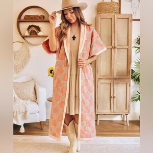 Artisan QUILTED Cocoon duster shrug kimono w cabin granny vibe